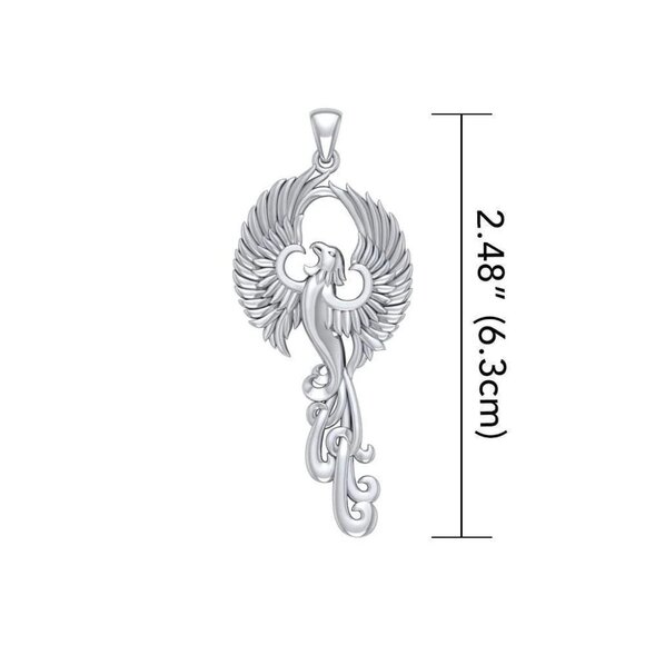 Large Phoenix Rising Pendant solid .925 Sterling Silver Peter Stone Fire Bird - Picture 3 of 10